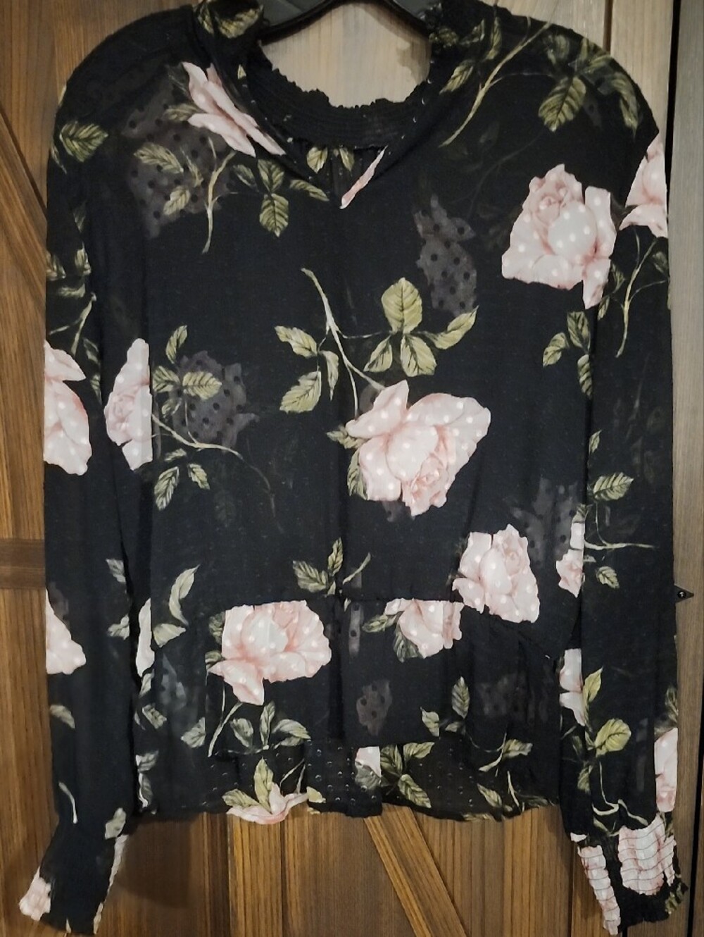 Dynamite Black Blouse with Pink Rose Print - Picture 3 of 8